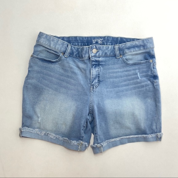 Terra Sky Distressed Denim Shorts 